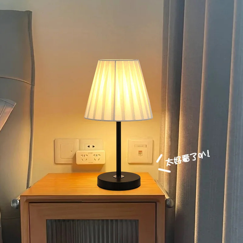 Living room study bedroom bedside pleated lampshade table lamp