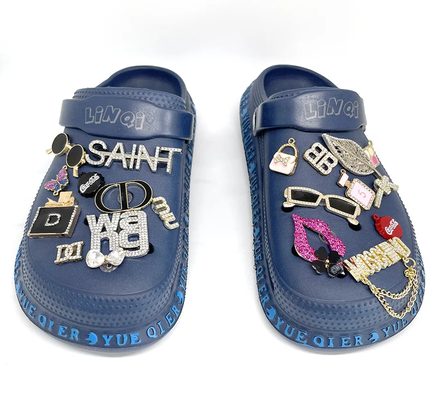 
DIY Wholesale Hot sale high-class metal with diamonds croc shoe charms decoration accessories 