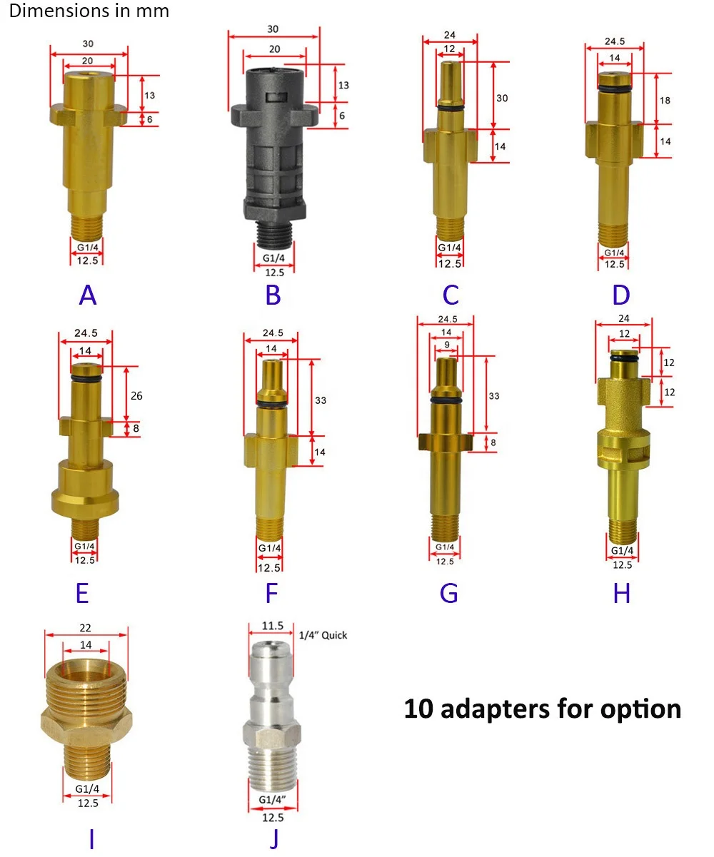 Hot Selling Adjustable Car Foam Wash Snow Foam Lance Nozzle Snow Foam Gun Cannon Car Wash Generator  High Pressure Car Washer