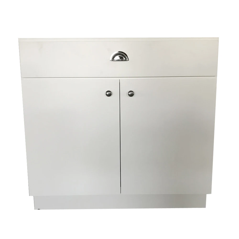 Customized Birch Solid Wood Kitchen Base Cabinet Drawer White Paint Slab Door Soft Close