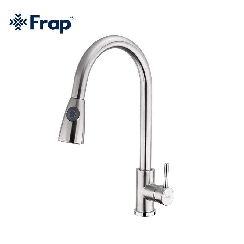 Frap New removable kitchen sink faucet with pull out sprayer SUS304 Satin kitchen shower faucet F60899-1