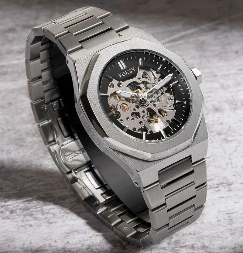 High Quality Private Label Skeleton Watches Men Luxury Montre Homme Stainless Steel Automatic Waterproof Watch Custom Logo Watch