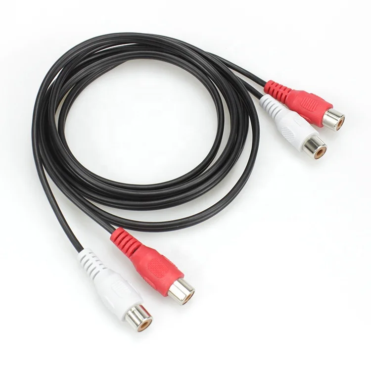 2 RCA Female Audio Cable For DVD Shield  Extension AV Cable