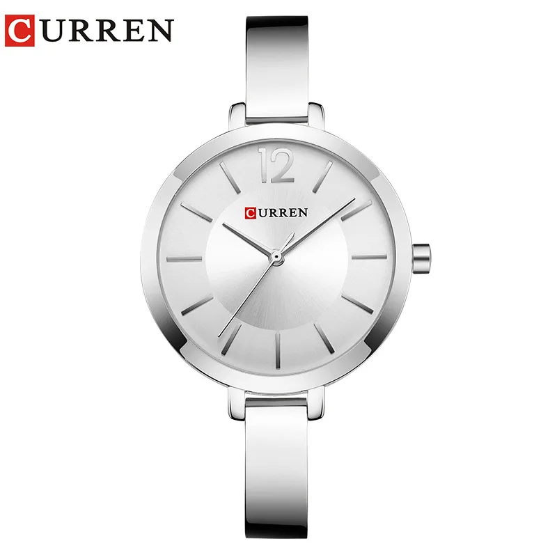 Top Curren ultra slim alloy chronograph stainless steel Japanese quartz movement watch women simple elegant