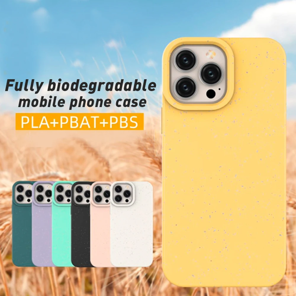 100% Fully Pla BioDegradable Eco Phone Case For Iphone Cover Logo Design Bamboo Fiber Compostable phone case