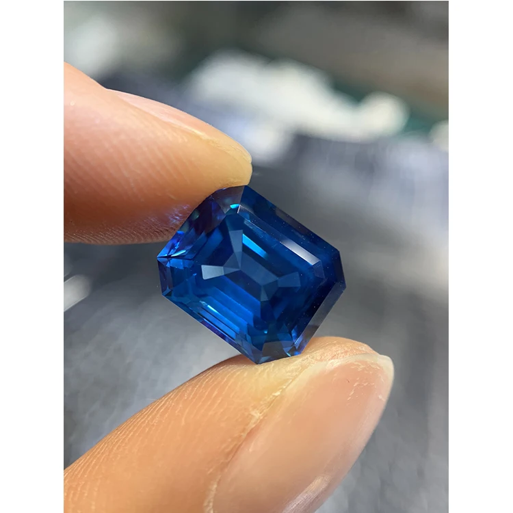 Wholesale Price Cultivated Yellow Blue Sapphire Gemstone Emerald Cut 7*9mm Price Per Carat Lab Grown Yellow Sapphire Loose