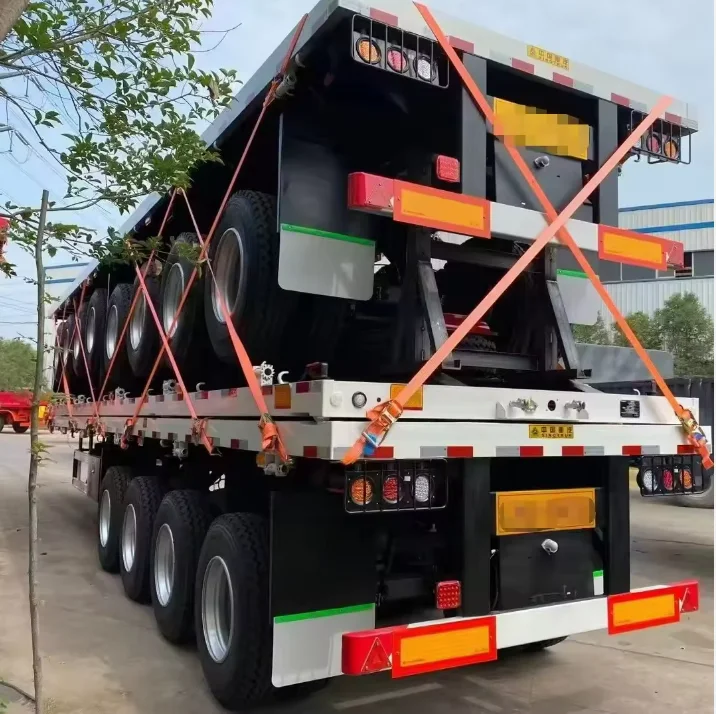Hot Sale Best Quality  China Manufacturer Customize 3 Axle 20 Ft 40 Ft Container Transport Flatbed Semi Trailer