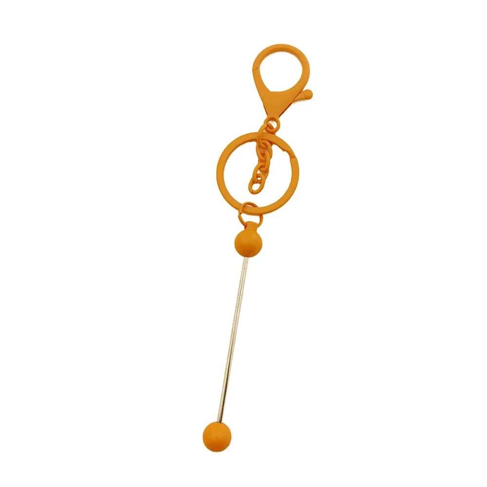 diy beaded metal keychain Corporate activities commemorative gift keychain Spot gradient color keychain