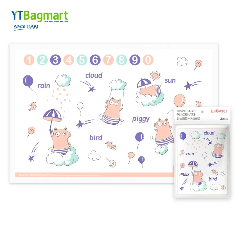 Eco-friendly Biodegradable Plastic Baby Placemat Disposable Table Topper for Kids