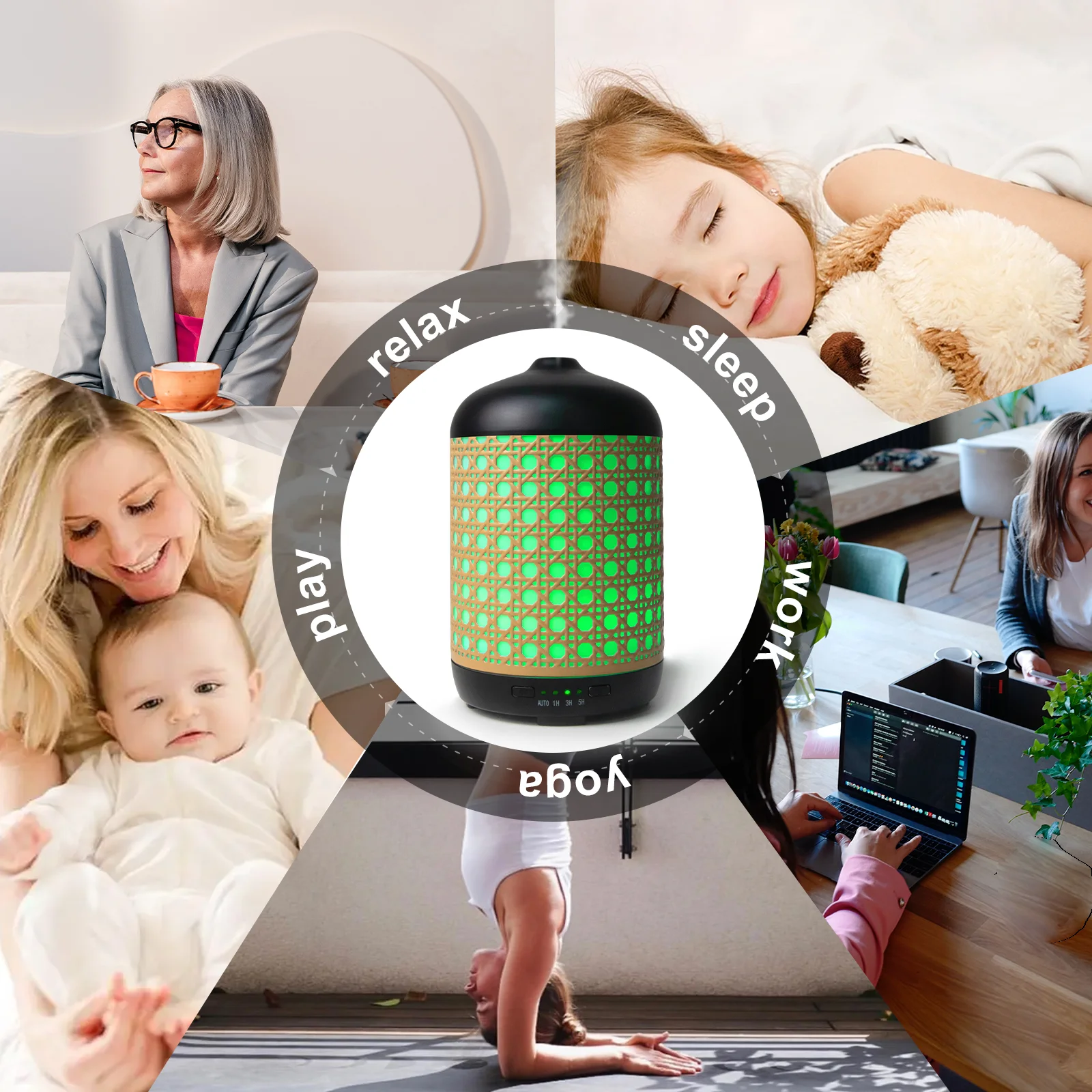 New Design 7 Color LED Ultrasonic Air Humidifier Fragrant Mist Aroma Diffuser USB Power Bedroom 200ml Portable Capacity 1 Year