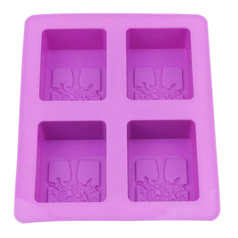Silicone Rectangle Mold Tree Shaped 4 Hole Square Soap Mold Chocolate Cake Molding Hand Making Tools