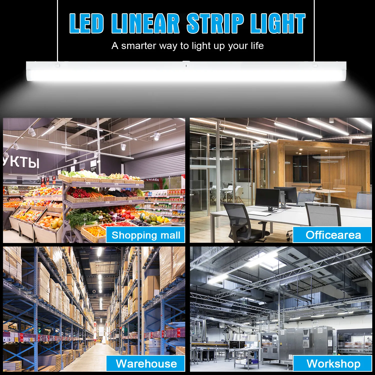Usa Warehouse In Stock 150lm/w Cob 12v Led Strip Light Rgb Waterproof 4ft 8ft 80w Led Strip Lowbay Light For Warehouse Garage