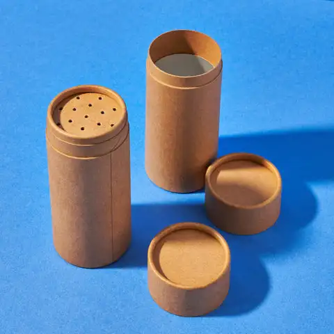 Eco Friendly Kraft Paper Cardboard Tube Box Container Salt Shaker, Spice Tube with Paper Sifter
