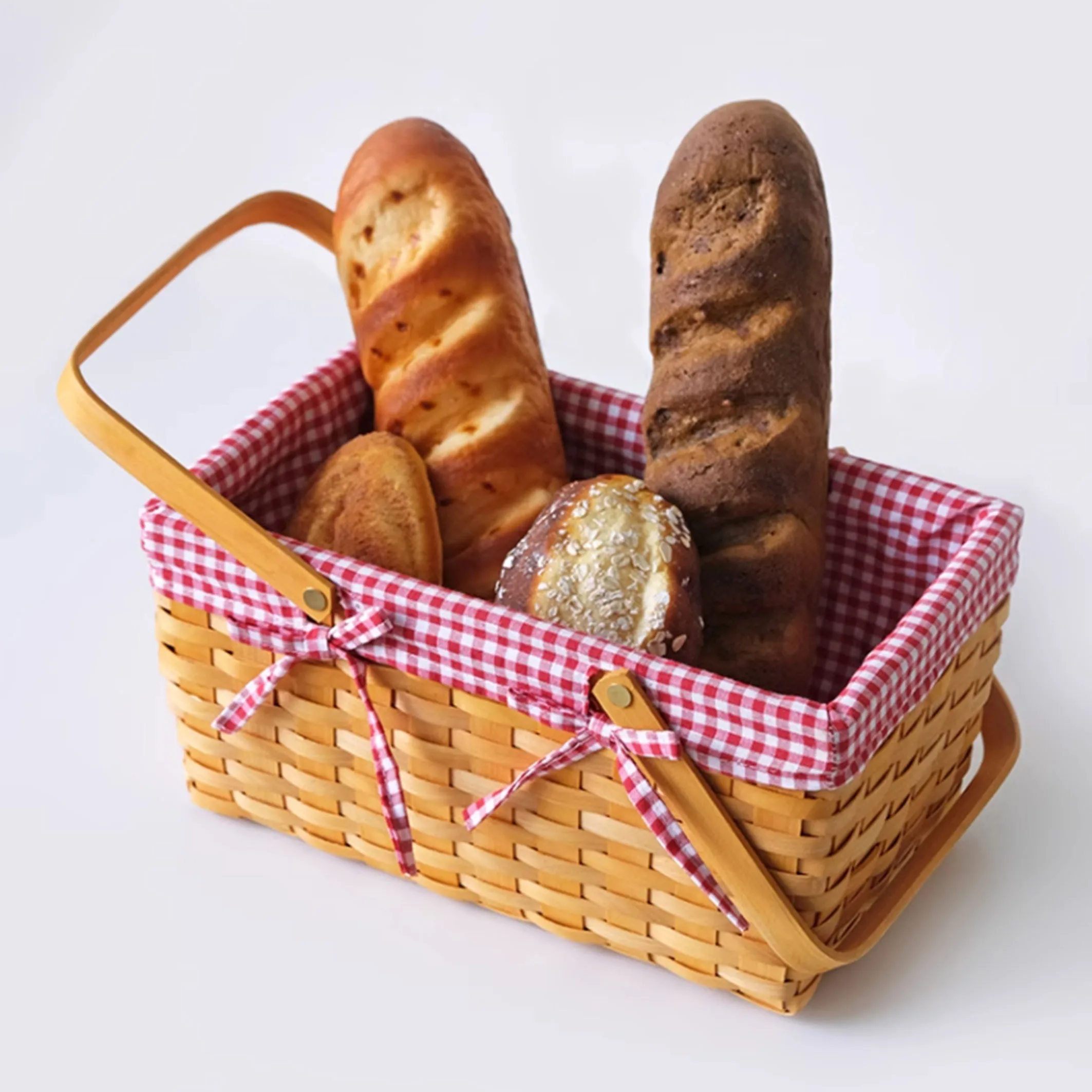 New Design Handmade Nature Rattan Rectangle Wicker Willow Customized Picnic Basket Hamper Set With Lid For 4 Person