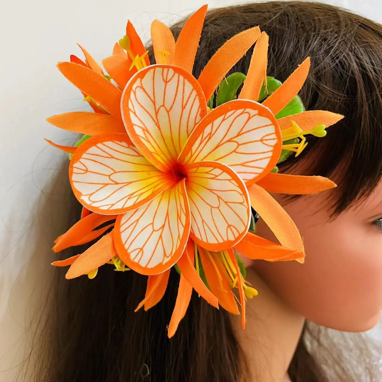 Spiderlily plumeria hair clip Foam floral accessories Artificial Island tiara frangipani hibiscus dance party graduation wedding