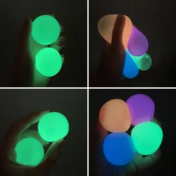 high bright luminous anti stress 4.5cm thickened mochi squishy sticky to the wall slowly fall off glow in dark fidget ball toy
