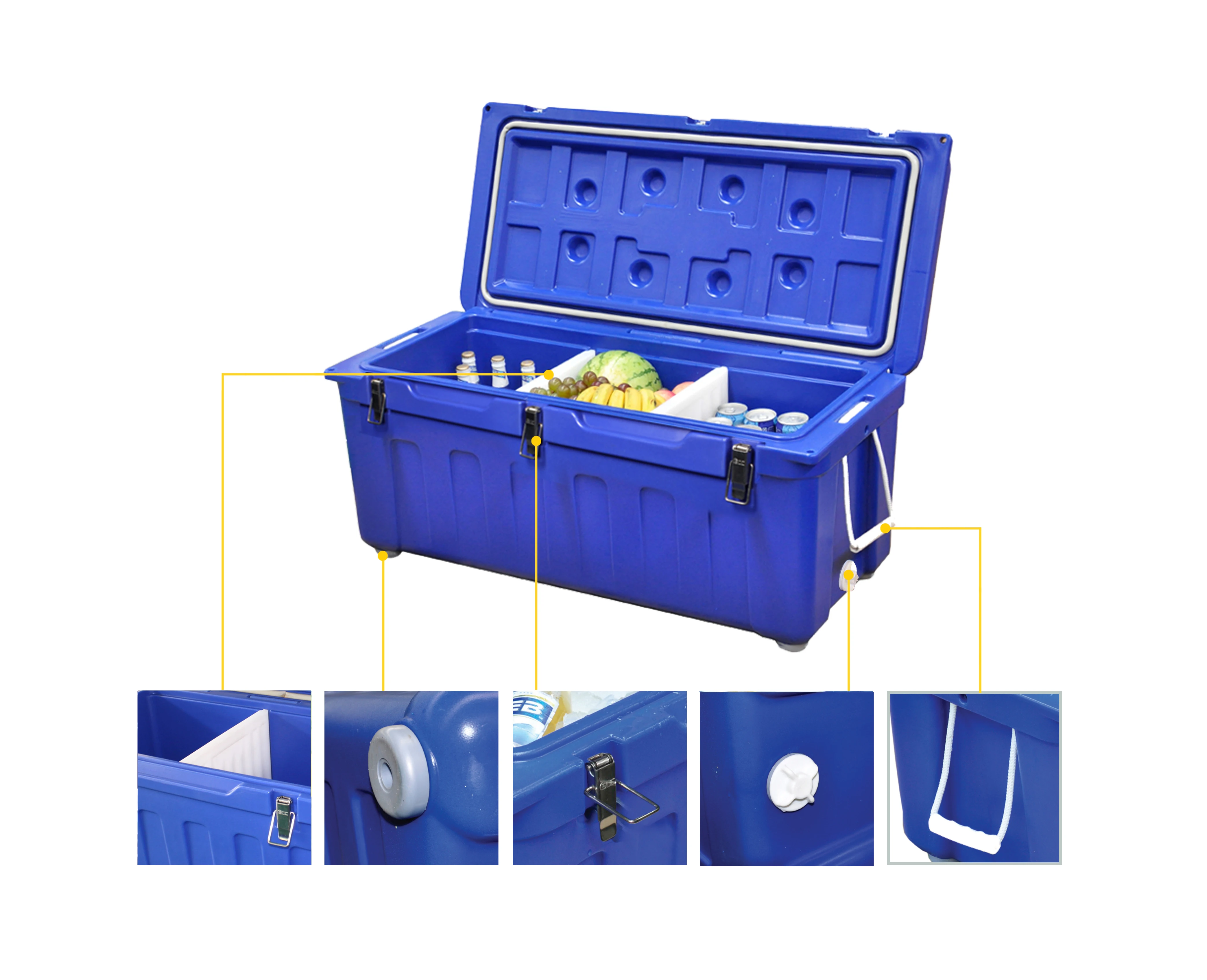 LLDPE Rotomolded Ice Cooler Insulated Hard Cooler For Food Storage