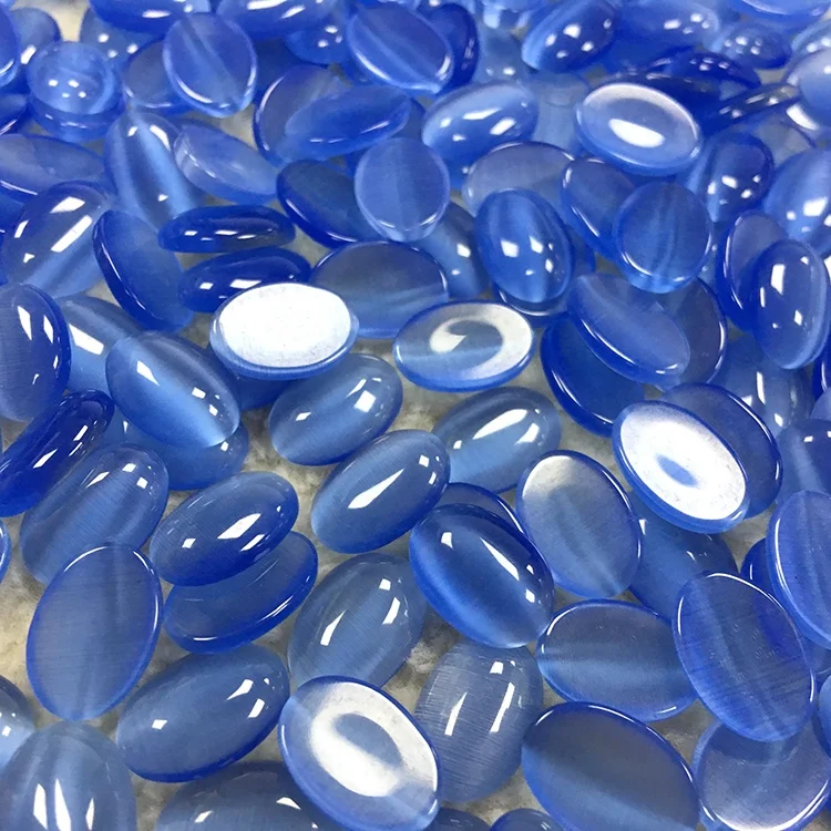 Овальные дешевые стеклянные красочные бусины кошачий глаз оптом плоский черный камень Кабошон