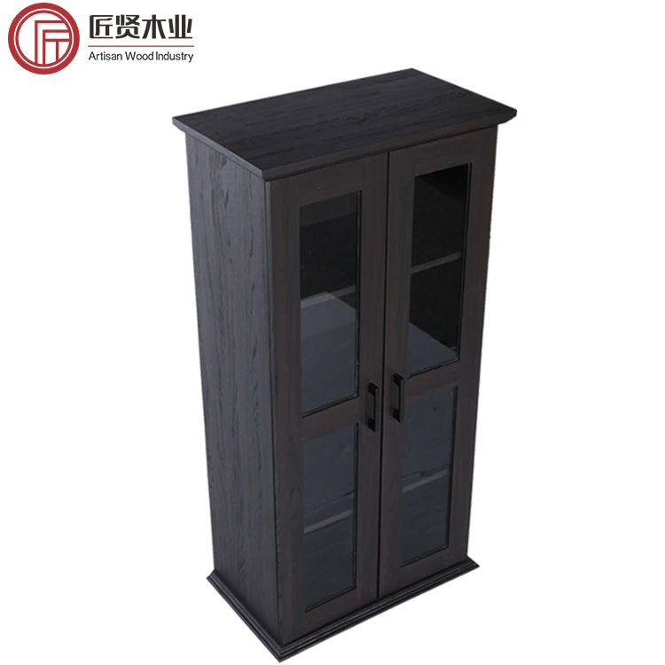 Home Office Bookcase Wooden Storage Book Rack Display Cabinet Modern Library Book Shelf with Glass Door