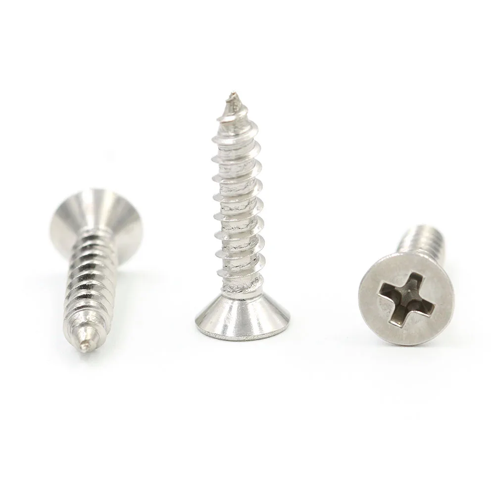#2 #3 #4 #5 #6 #7 #8 #10 #12 Customized Tip Tailed flat point grub countersunk stainless steel self tapping phillip head screw
