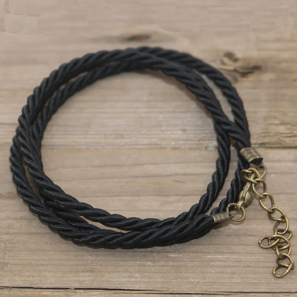Waxed Cotton Cord Rope Chain Necklace With Extender Lobster Clasp Diy Jewelry Making Accessories