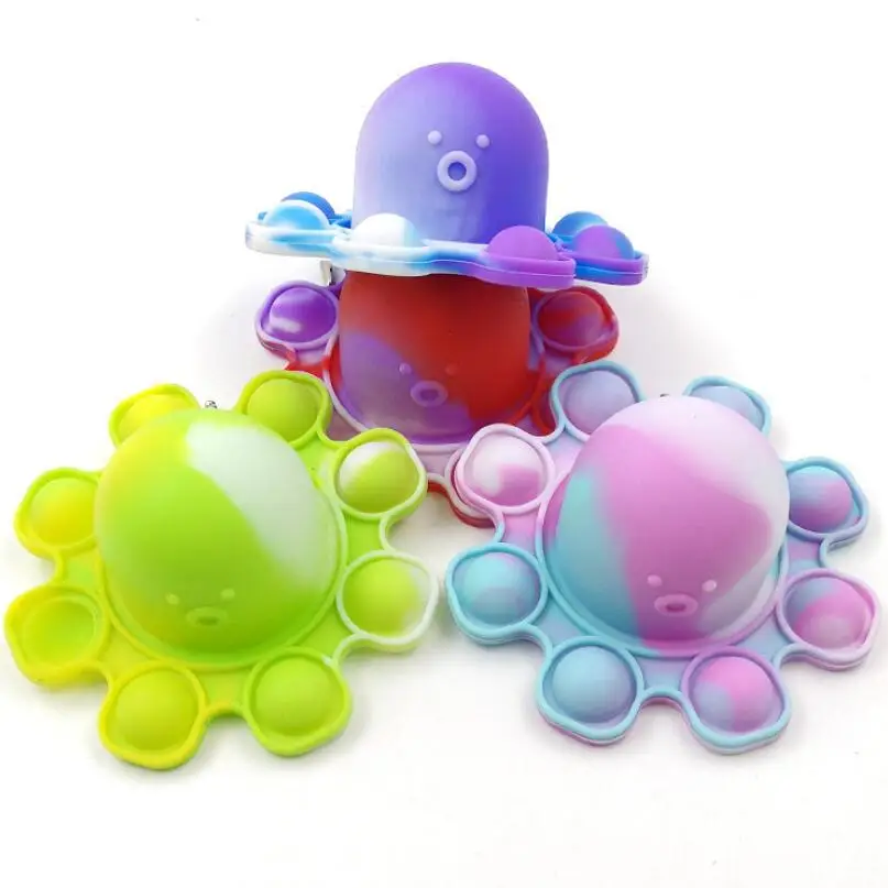 reversible flip octopus pop bubble keychain fidget toys