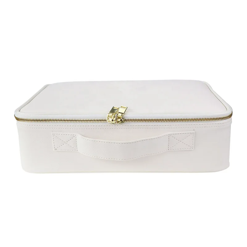 New Large Capacity Desktop Cosmetic Storage Box Waterproof Leather Travel Portable Makeup Bag Case With Led Light Mirror
