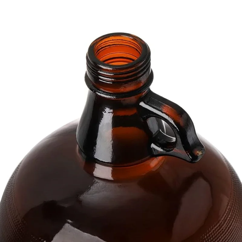 Recyclable Wholesale 1gallon Glass Wine Bottle With Handle For Beer Wine Olive Oil California Brown Light Proof Glass Bottle