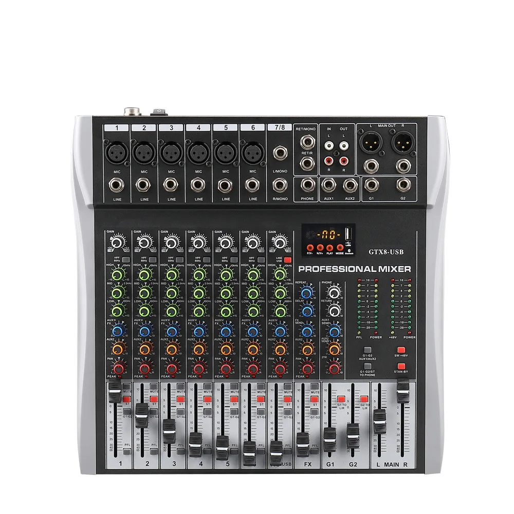 GTX-8/12-канальный Встроенный цифровой микшер с эффектами DSP Bluetooth и USB