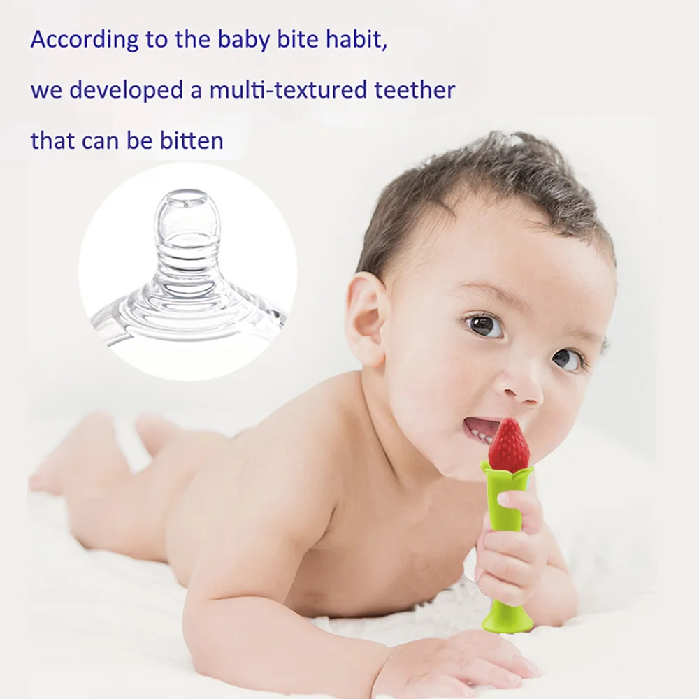 Food grade silicone fruit gum baby molar stick strawberry corn grape mother and baby products