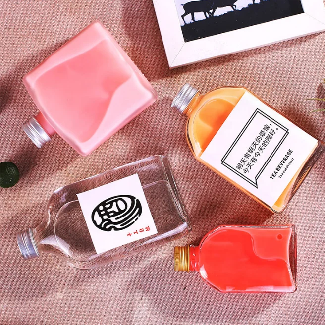 200 ml Square Hip Flask Arch Alcoholic Beverage Coffee Cold Brew Glass Bottle Flat For Liquor Juice