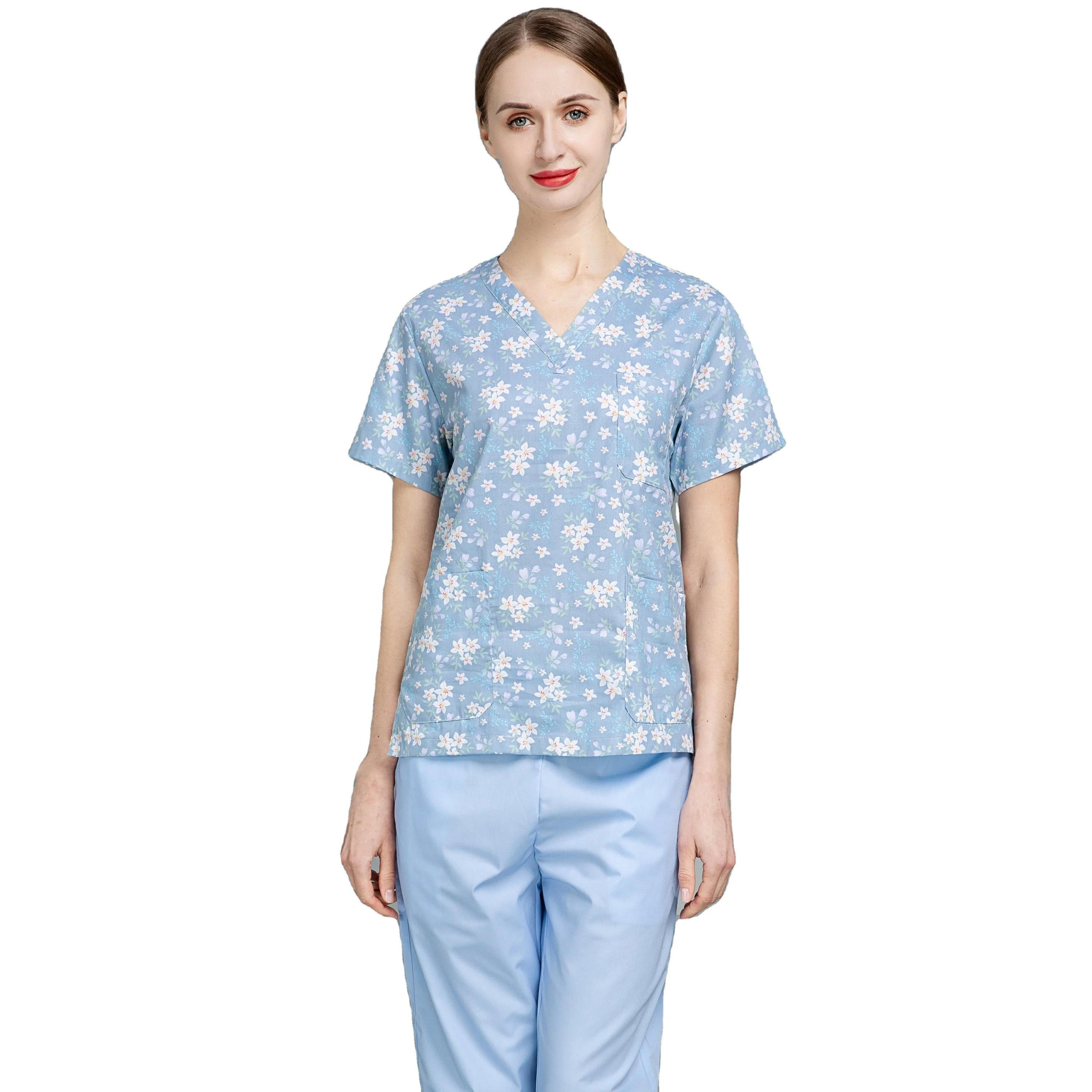Hight Quality Wholesale Spa Uniform Women Custom Logo Breathable Health Service Fashionable Female Nursing Medical Scrubs