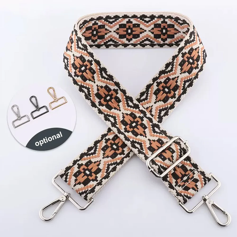 Strip solid wide nylon shoulder bag belt handbag straps with adjustable metal buckle