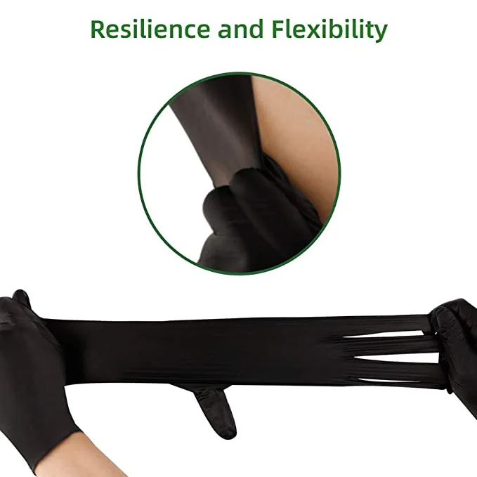 Powder Free Disposable Nitrile Gloves Large -100 Pack, Black Medical Exam Gloves