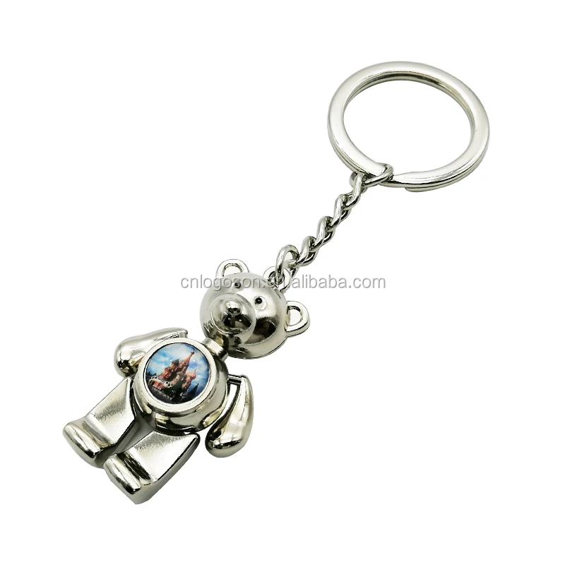 High quality promotional gifts mini 3D metal key chain with custom logo jointed teddy bear keychains