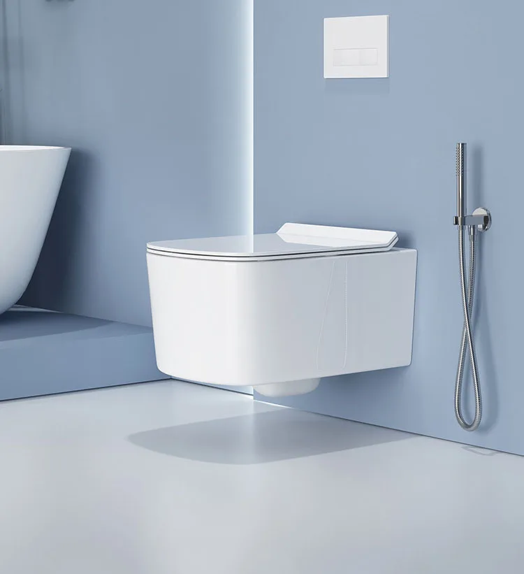 Original Wall-Mounted Japanese WC Modern Design Rimless Ceramic Toilet with Hanging Bowl Cheap Drainer for Commercial Bathroom