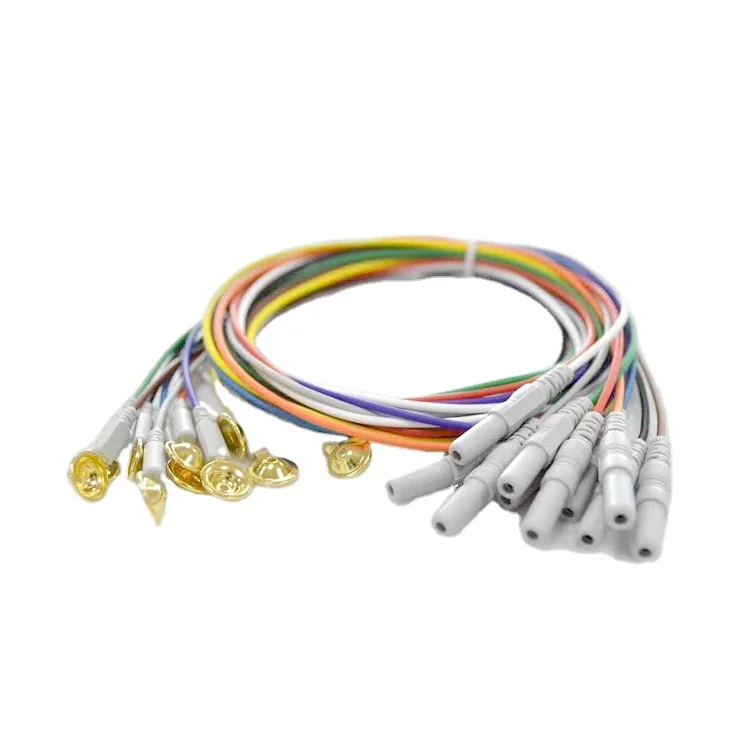 
Dongguan medical cup type EEG cable Factory Direct Sale Medical gold plating cup EEG leadwires cables with electrodes 