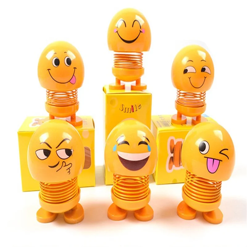 Funny Decoration Accessories Shining Shaking Head Spring Dancing Dolls Shaking Head spring doll toy mini Toy