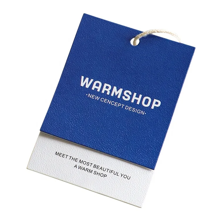2023 Eco-friendly Garment Fashion Cardboard Printed Logo Swing Label Name Price Clothes Hang Labels PVC Cover Tag