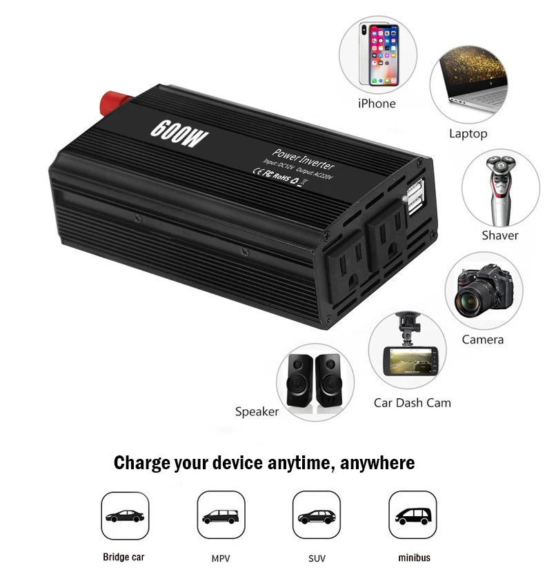 Shenpu 600W Инвертор автомобильный инвертор Чистая синусоида