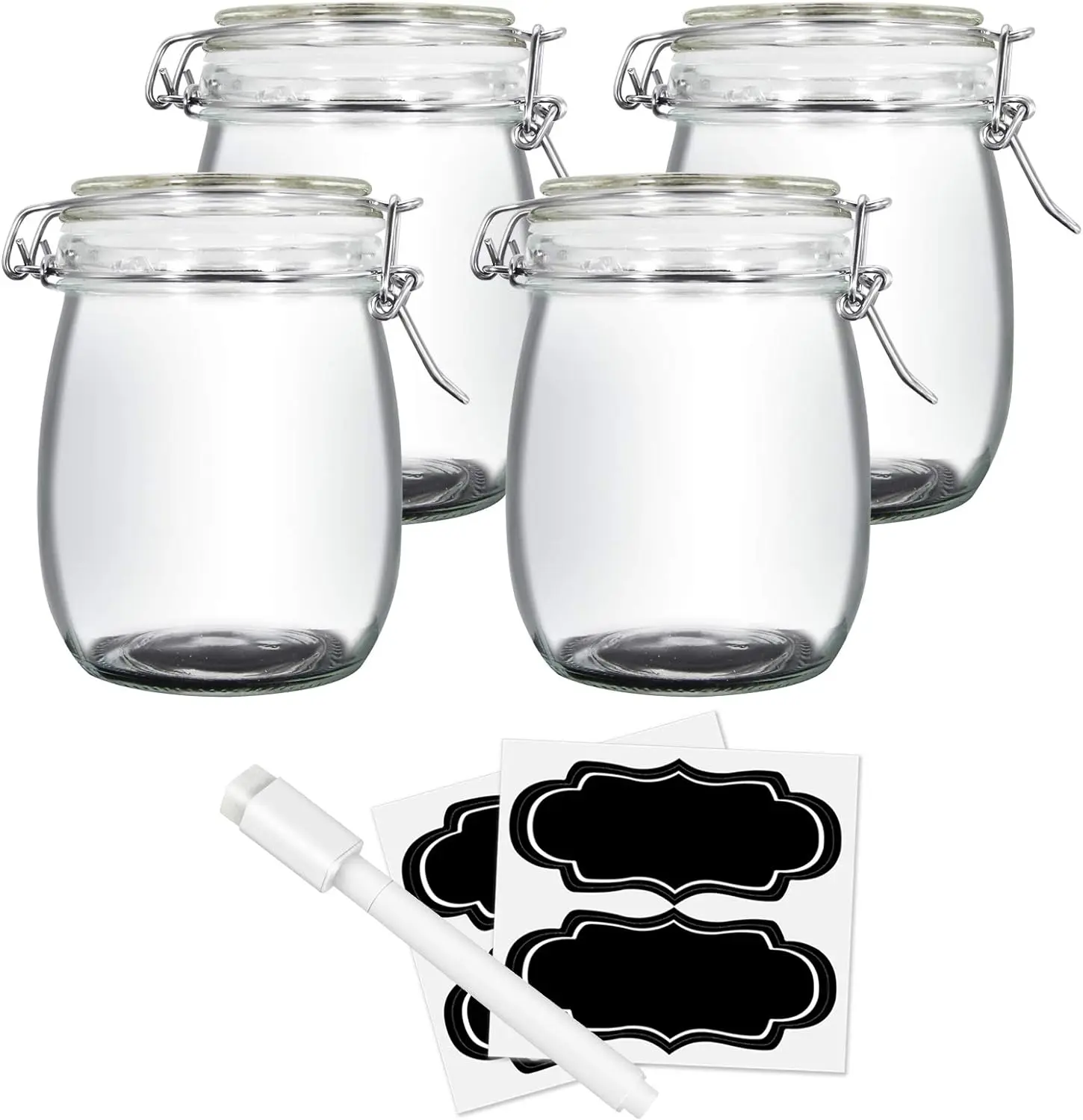 Empty 250ml 500ml 750Ml 1L Airtight Clamp Clip Lid Food Storage Glass Mason Jars With Flip Top Lid
