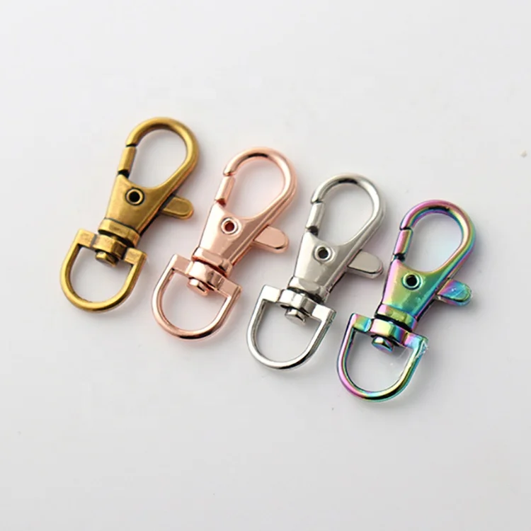 High quality metal lobster clasps split key ring rainbow swivel clasp 16 mm lobster Keychain