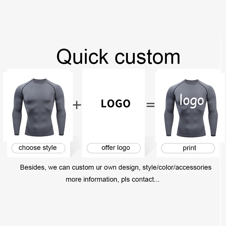 ODM custom logo men tight training shirts rashguard activewear slim fit gym fitness workout top rash guard