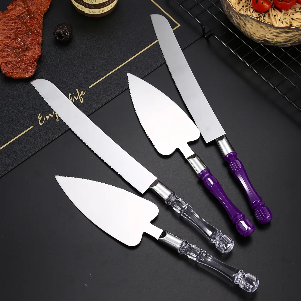 New crystal Handle Cake Cutting Knives with Shovel Design Cake Server and Knife Set for Cake Tools Genre