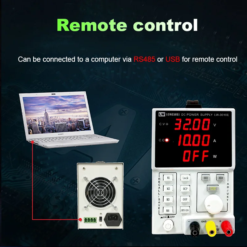 LW-1003E Longwei 100V 3A 300W Programable DC Power Supply Remote Control With Battery Charging Laboratory Bench Power  Supply