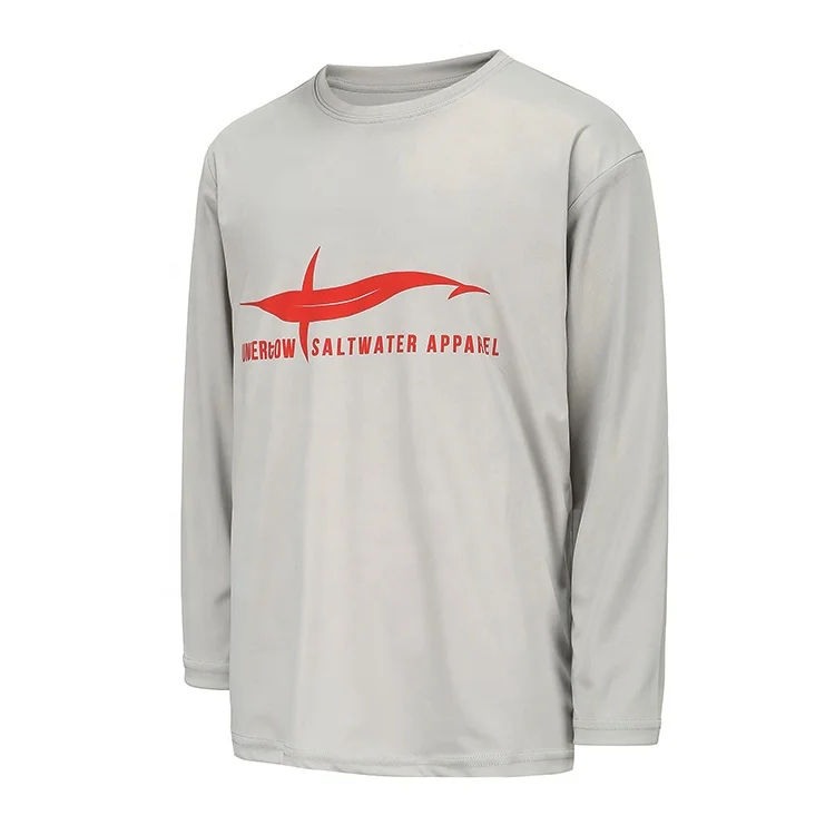 Best selling quick dry breathable grey color fishing shirt for kids