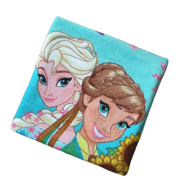 Custom Cartoon pattern velour fabric 100% cotton kids beach towel with custom prints