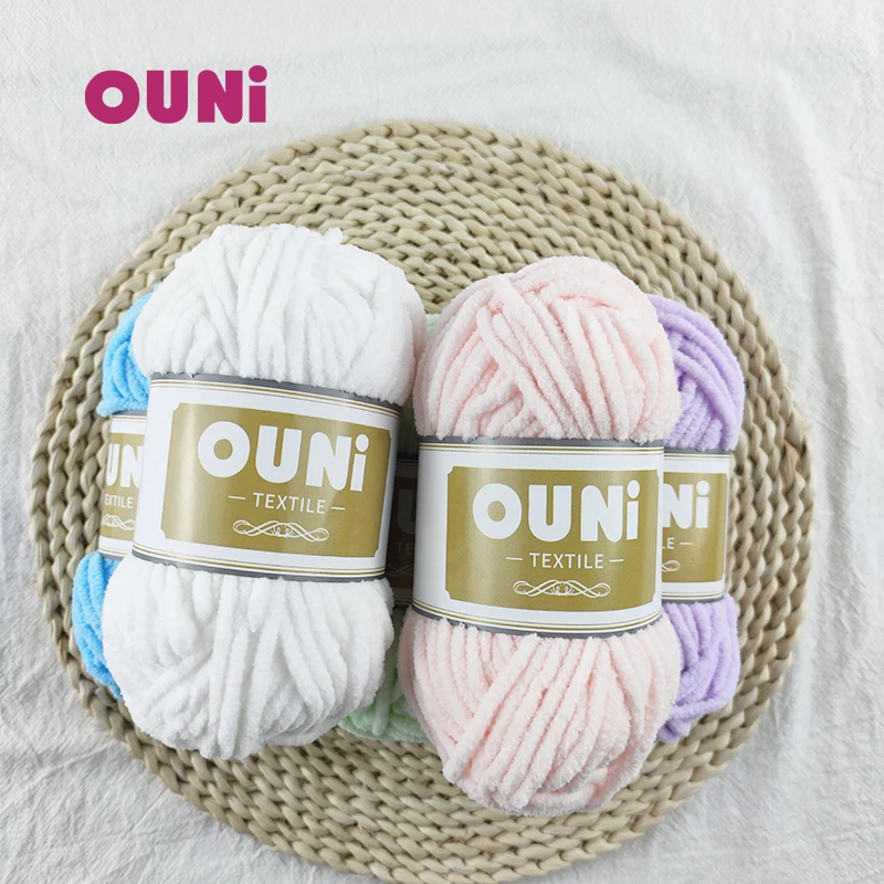 Various Colors  bag crochet yarn Soft Hand Knitting Baby Yarn 100% polyester chenille yarn 100g for resell label design