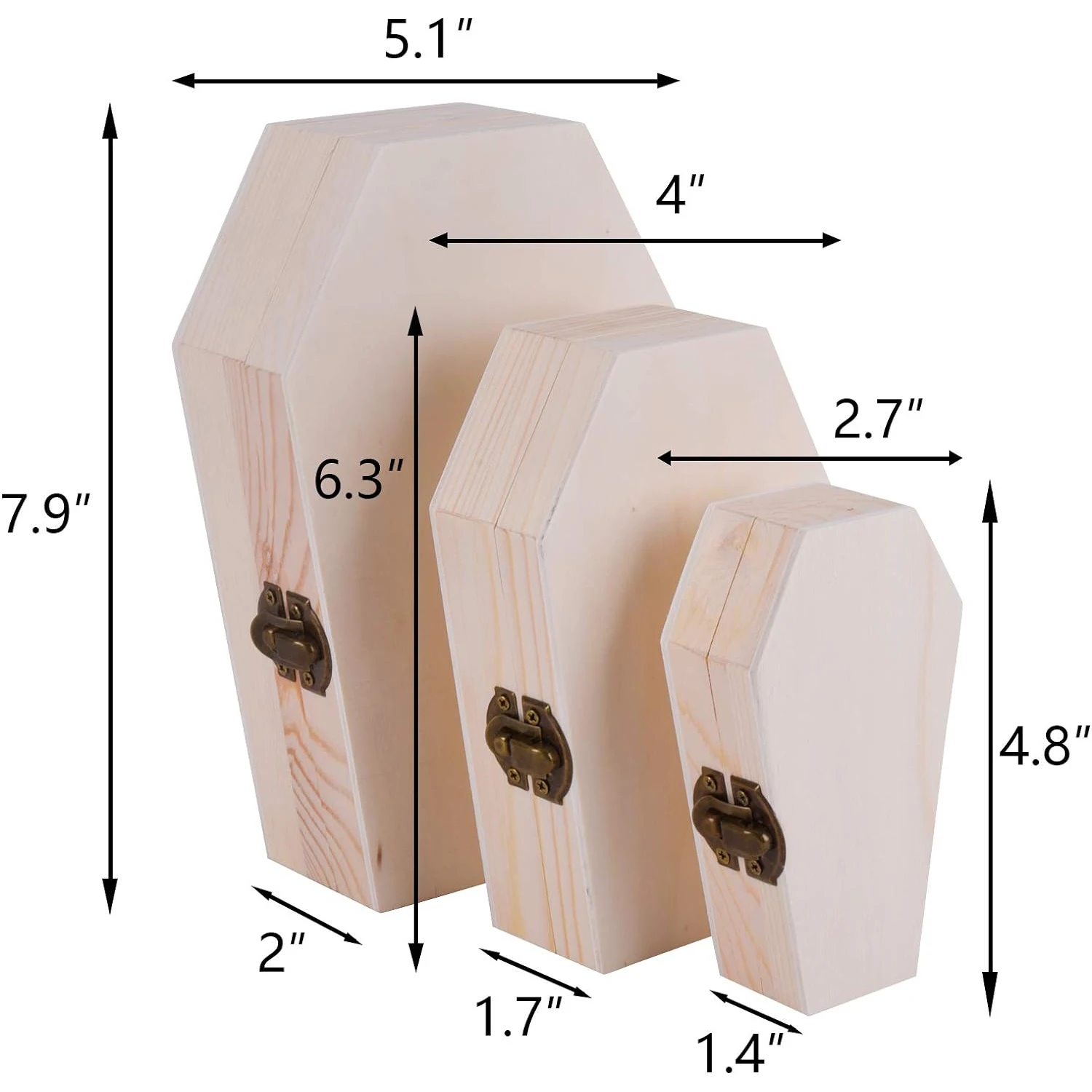 6-Piece Nested Unfinished Wooden Funeral Coffins Souvenir Box Fillable for Easter Parties Small Pet Burials, Easter Decorations,