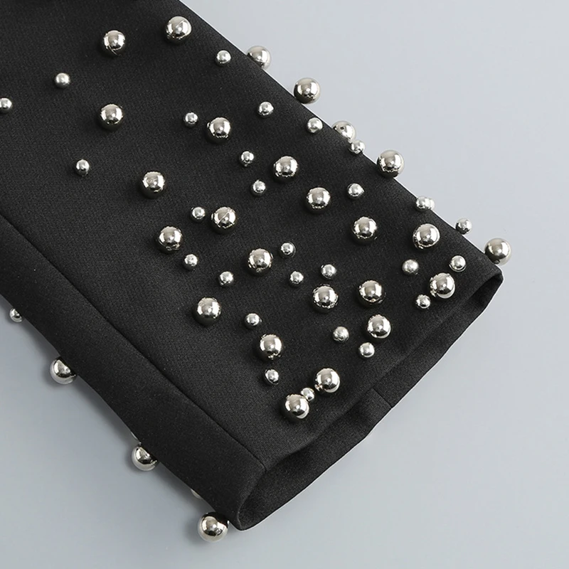 TWOTWINSTYLE Spliced Embroidered Flares Notched Collar Long Sleeve Blazers Women Jackets Coat